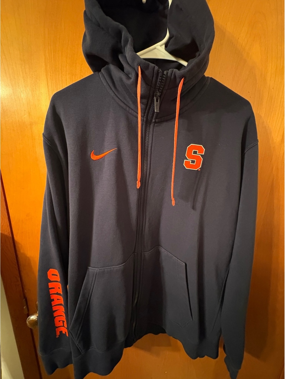 Nike Syracuse Orange Full Zip Hoodie Sweatshirt XL Navy Blue with Orange Accents